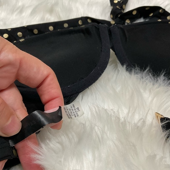 Victorias Secret Bombshell Black and Gold Polka Dot Bikini Top - Picture 7 of 8